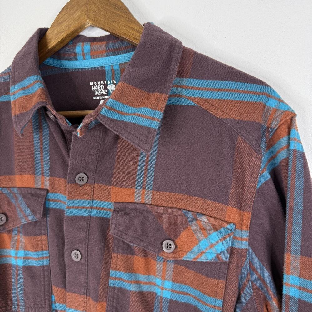 Mountain Hardwear Shirt Mens Medium Meroon Plaid Flannel Long Sleeve Button Up